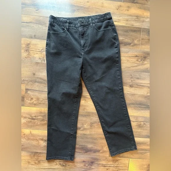 Talbots Sculpt Straight Leg Black Jeans Size 12 Classic Stretch Denim - Picture 2 of 7
